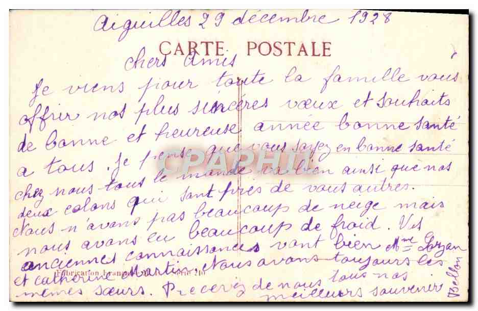 CPA Souvenir d'Aiguilles — Verso