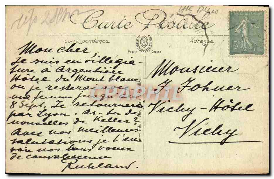 CPA Argentieres Et Le Mont Blanc — Rückseite