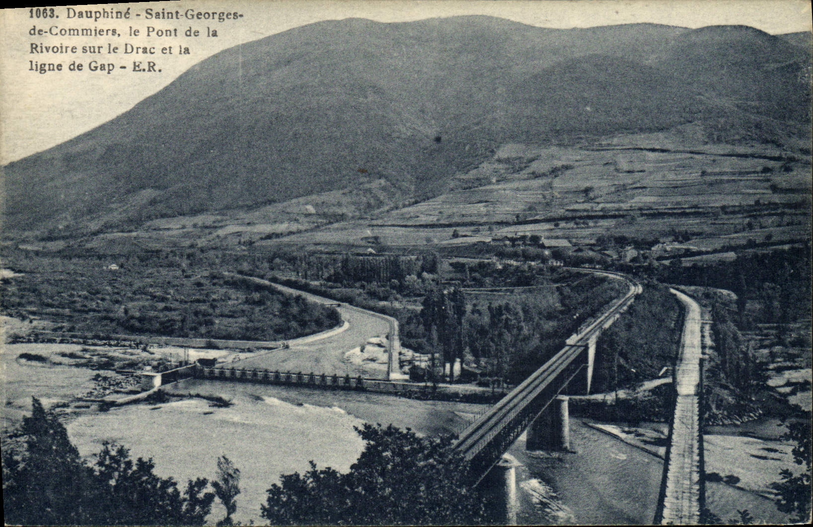 Dauphiné - Saint-Georges-de-Commières - le Pont de la Rivoire sur le Drac et la ligne de Gap - E.R.