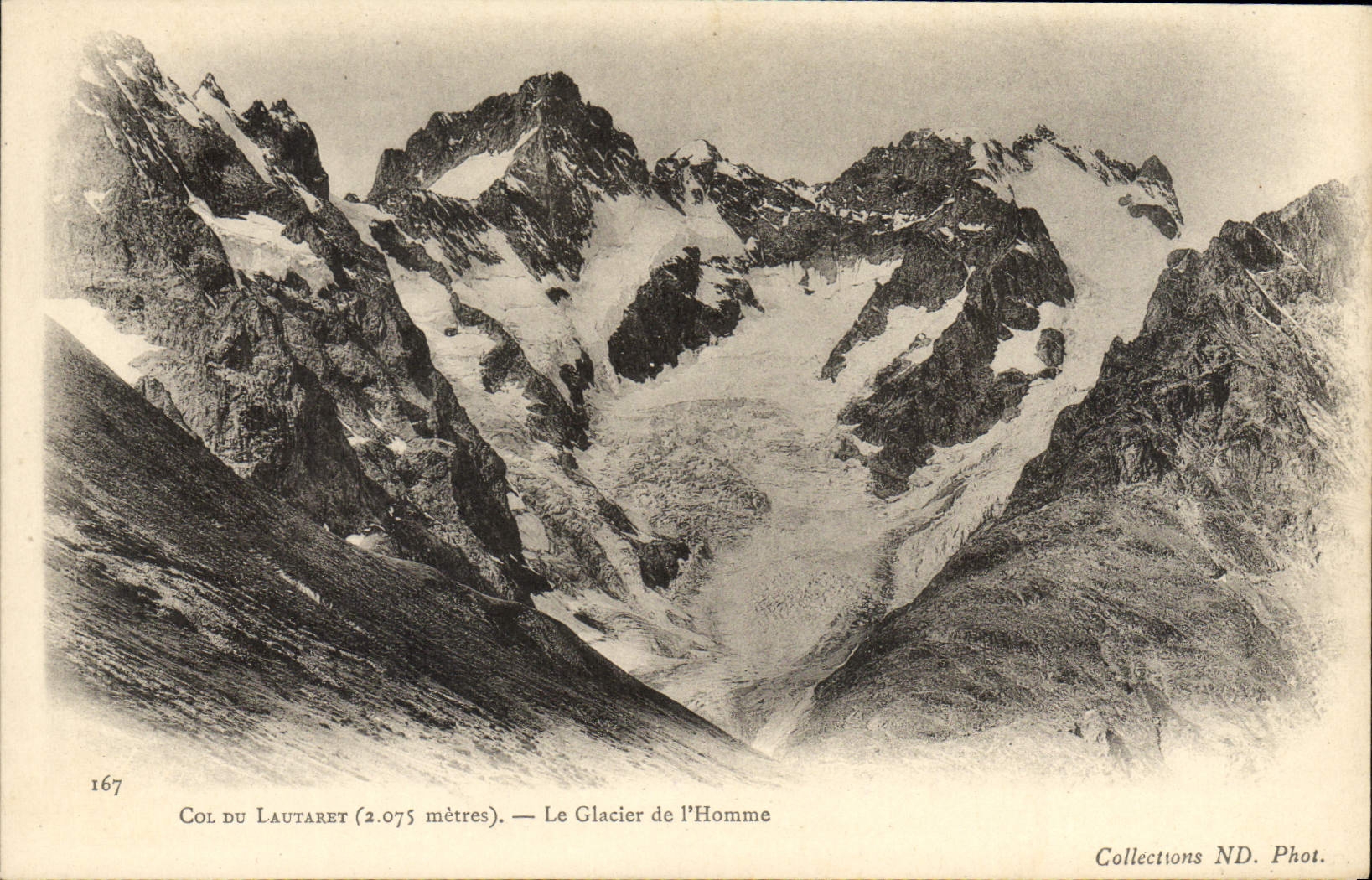 Col du Lautaret (2.075 mètres) — Le Glacier de l'Homme — Collections ND. Phot. n°167