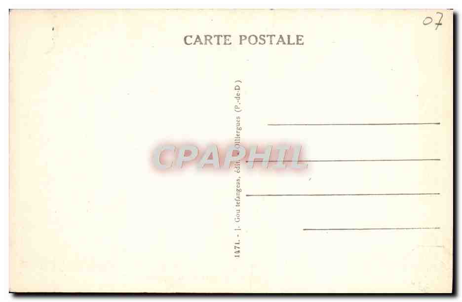 La Dent du Marais ou Saut de la Pucelle — Légende de Chambon — Gou Tefangues (P.-de-D.) — Verso
