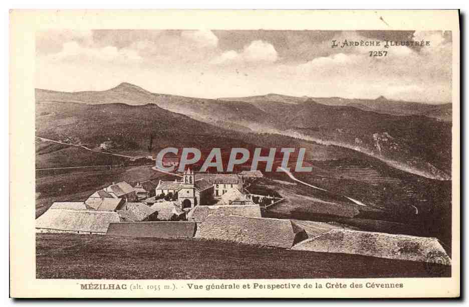 CPA L'Ardeche Illustree Mezilhac Vue Generale Et Perspective de la crete des cevennes