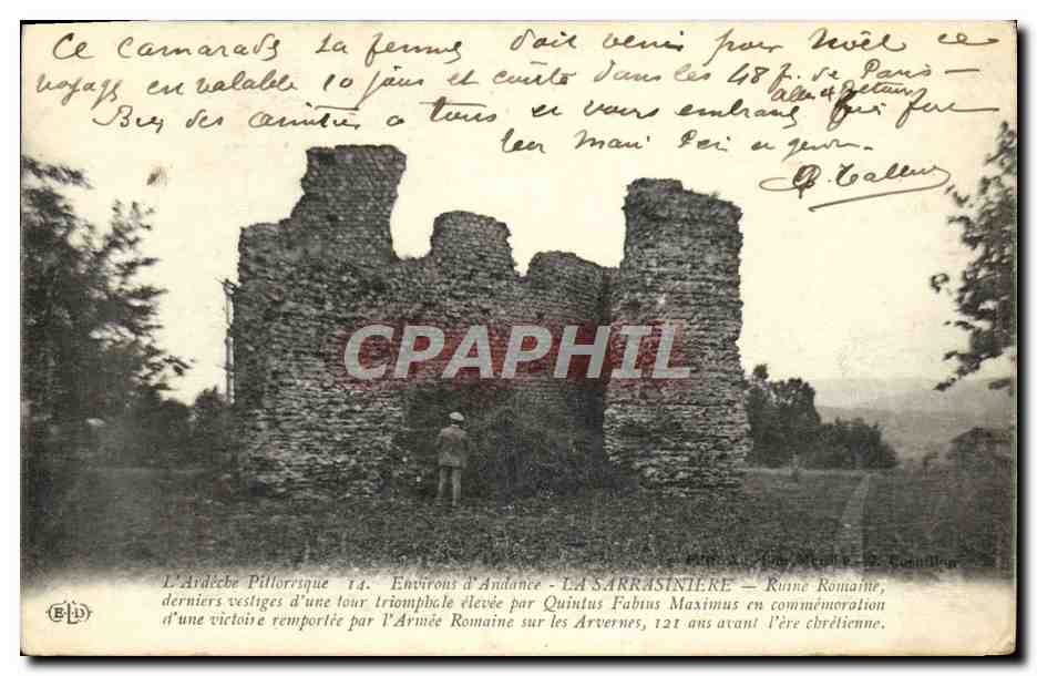 La Sarrasinière — römische Ruine — letzte Reste einer Siegespyramide, errichtet von Quintus Fabius Maximus zur Erinnerung an einen Sieg der römischen Armee über die Arverner, 121 Jahre vor Christus — Verleger E.D. n°14