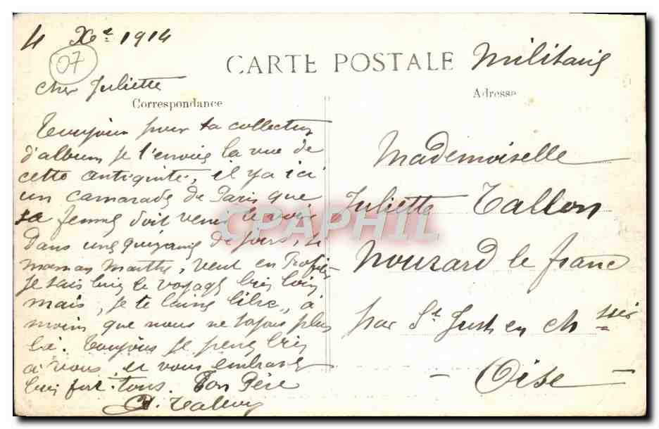 La Sarrasinière — römische Ruine — letzte Reste einer Siegespyramide, errichtet von Quintus Fabius Maximus zur Erinnerung an einen Sieg der römischen Armee über die Arverner, 121 Jahre vor Christus — Verleger E.D. n°14 — Rückseite