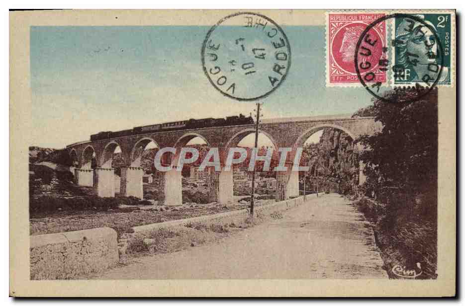 CPA L'Ardeche Pittoresque Vogue Viaduc Train 