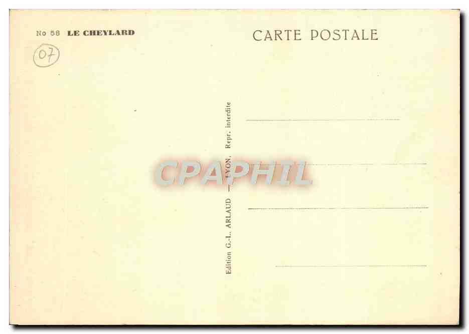 Le Cheylard — vue du village bordé par une rivière et des arbres — Édition G.-L. Arlaud, ARLAUD - REPR. Interdite — Rückseite