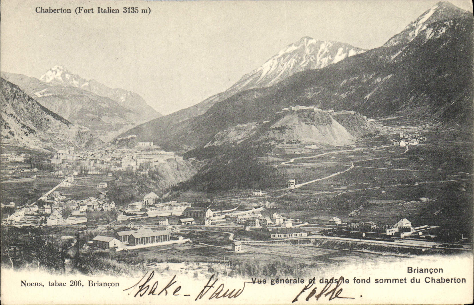 Chaberton (Fort Italien 3135 m) — Vue générale et dans le fond sommet du Chaberton — Noens, tabac 206, Briançon