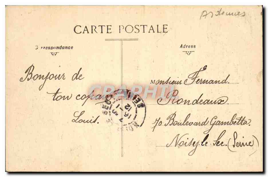 CPA Sedan La Place Turenne — Rückseite
