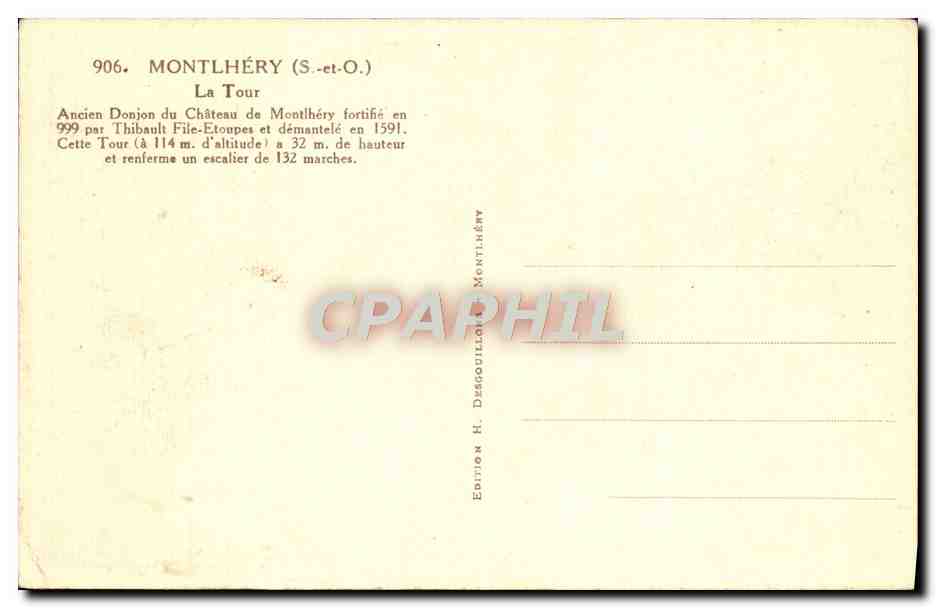 Montlhéry — The Tower — Edition H. Desgouillons — Back