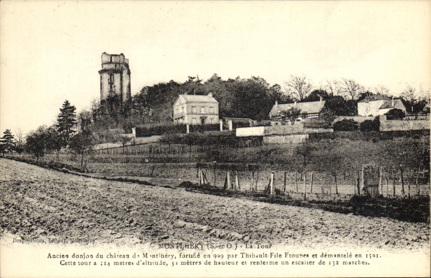 Montlhéry (S.-et-O.) — La Tour — Ancient tower of the castle, publisher Desgouillions, Montlhéry