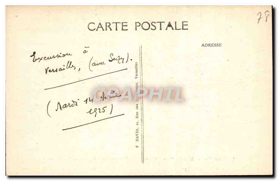 CPA Versailles Grandes Eaux Bosquet des colonnades Enlevement de Proserpine — Verso