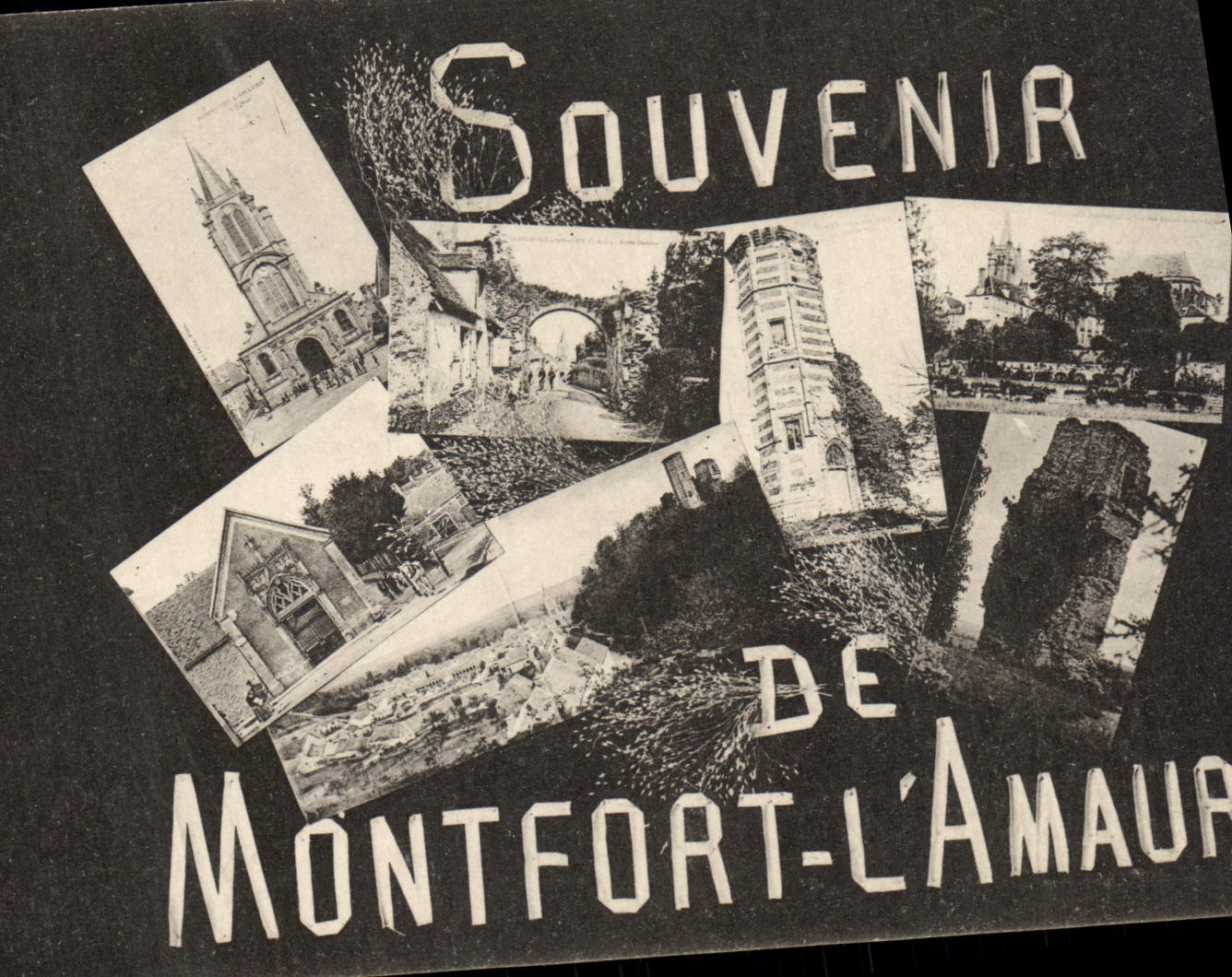Souvenir de Montfort-l'Amaury — collage de vues locales — Ombredanne