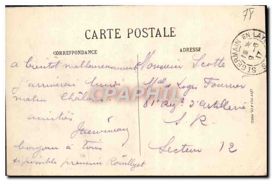 CPA Saint Germain En Laye Le Chateau — Rückseite