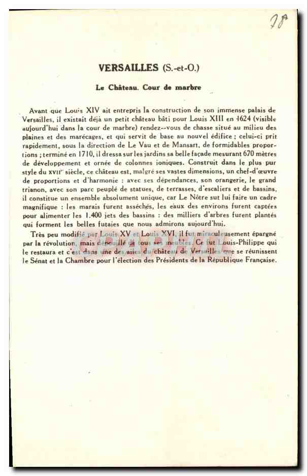 CPA Versailles Le Chateau — Verso