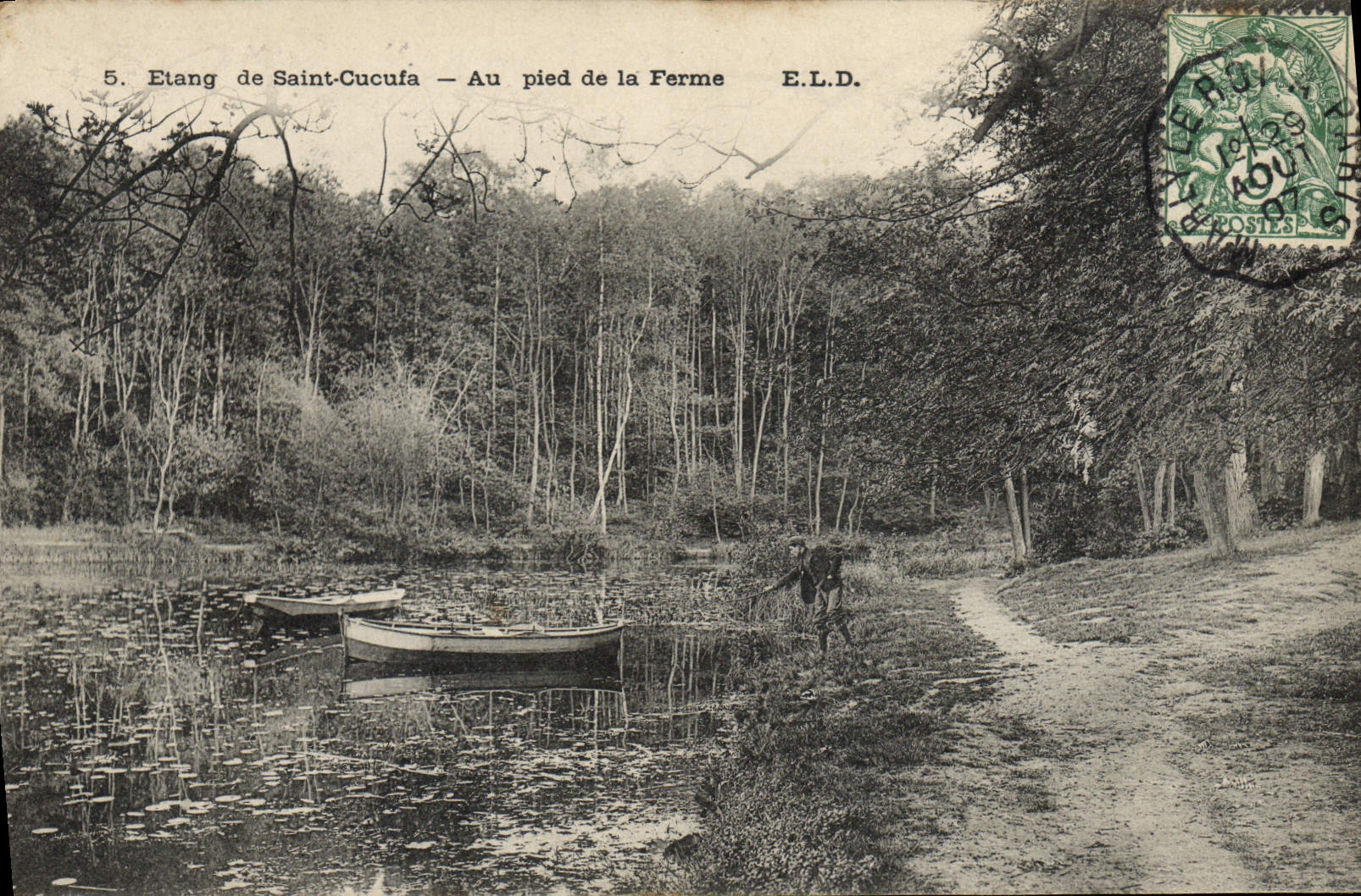CPA Etang de Saint Cucufa Au pied de la Ferme Peche Pecheur