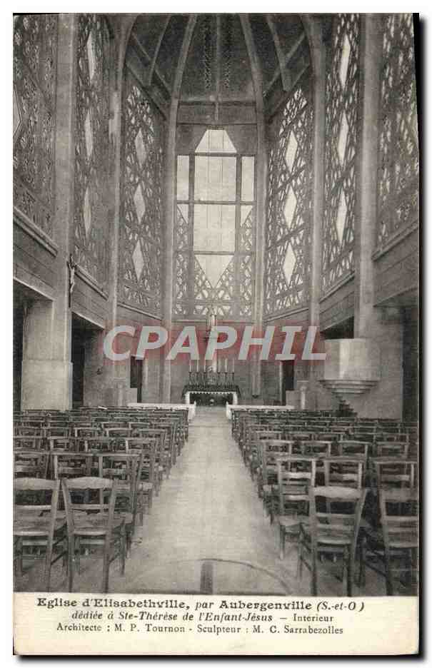 CPA Eglise d'Elisabethville par Aubergenville Ste Therese de l'enfant Jesus Interieur