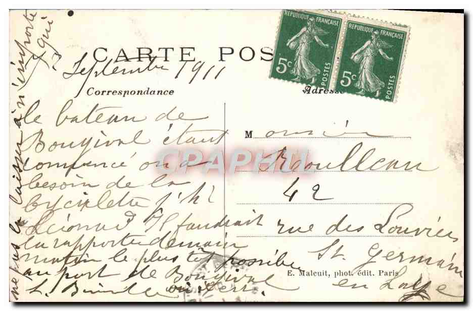 CPA Vincennes Fosses et Pont Levis du Fort — Rückseite
