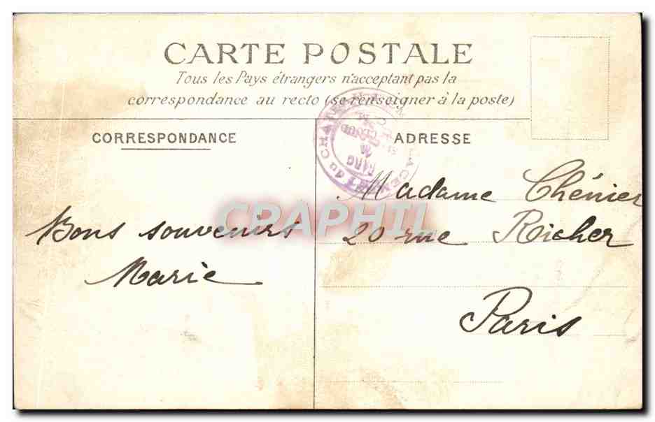 CPA St Cloud Emplacement du Chateau Allee du fer a cheval — Back