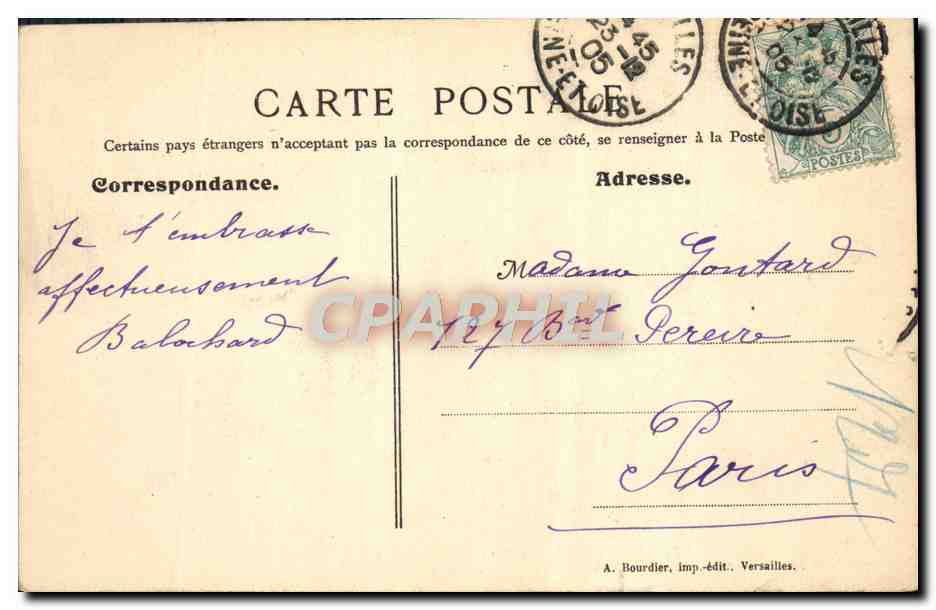 CPA Versailles Le Bassin de Latone — Verso