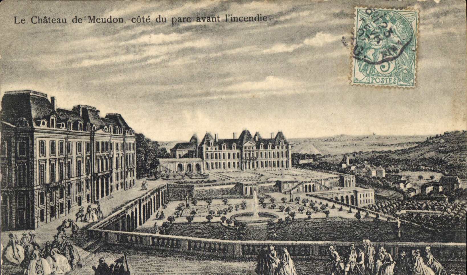 CPA Le chateau de Meudon cote du parc avant l'incendie 
