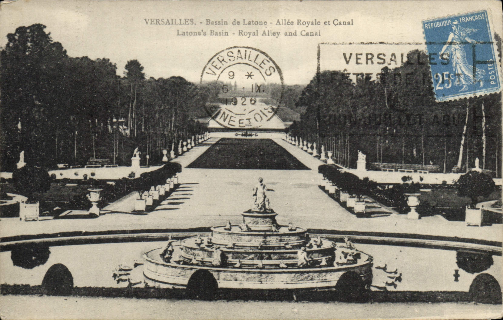 CPA Versailles Basain de Latone Allee Royale et Canal