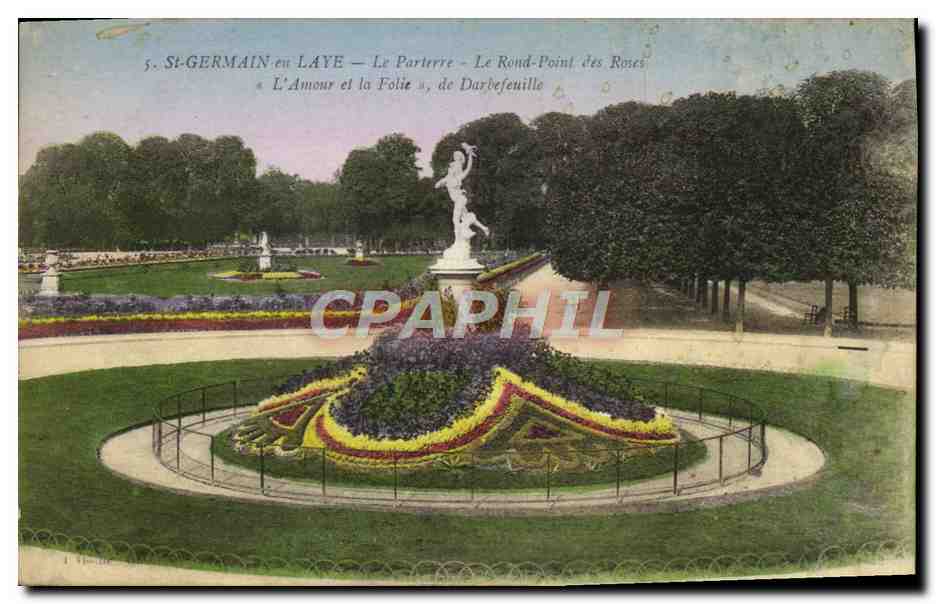 St-GERMAIN en LAYE — Le Parterre — Le Rond-Point des Roses « L'Amour et la Folie », de Darbefeulle