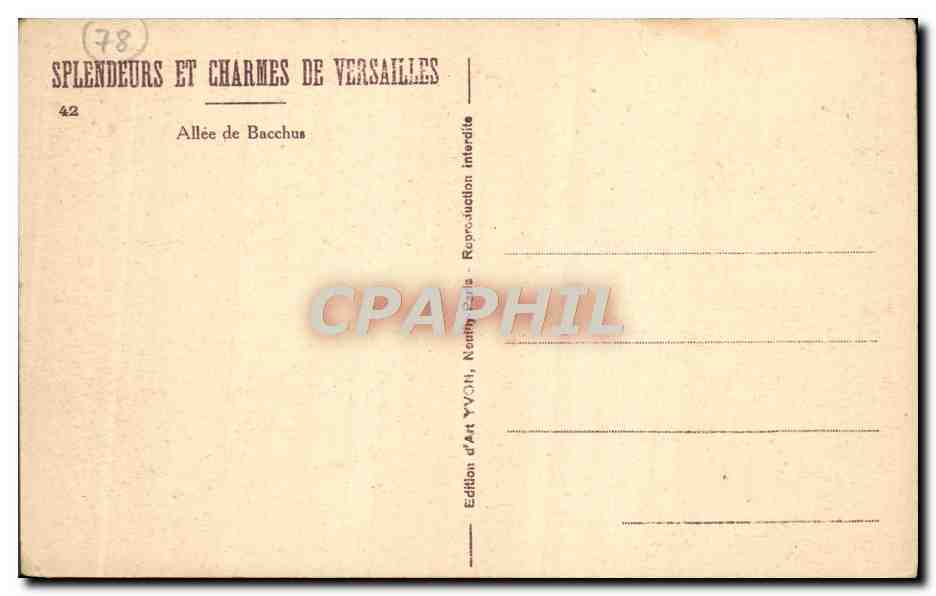 CPA Versailles Allee de Bacchus — Verso