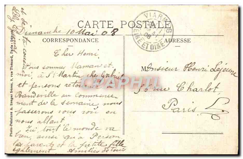 CPA Une pensee de St Martin du Tertre (carte toilee) — Back