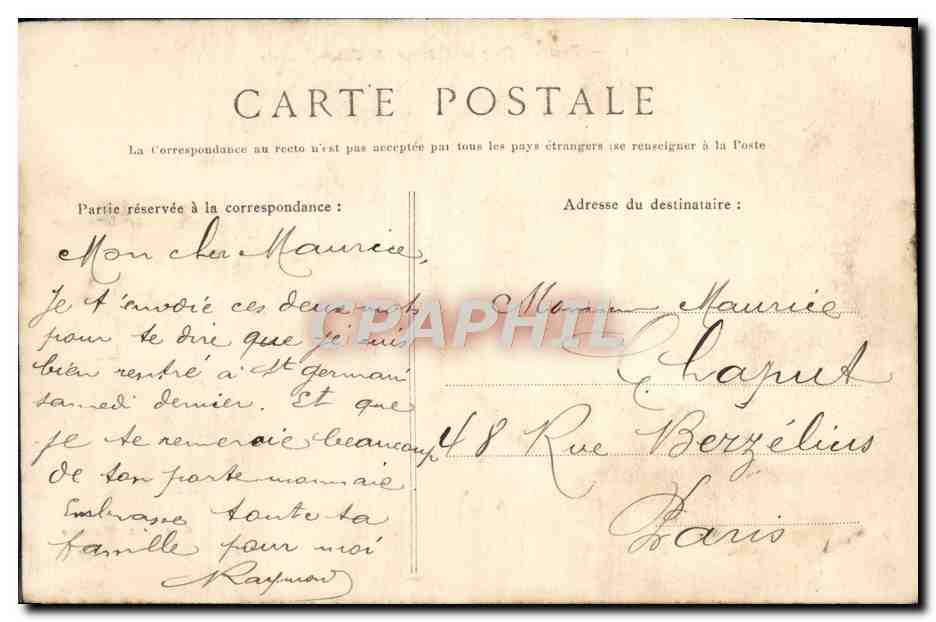 CPA Pont du Pecq et Coteaux de Saint Germain — Verso