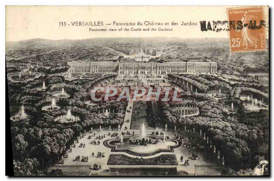 CPA Versailles Panorama du Chateau et des Jardins 