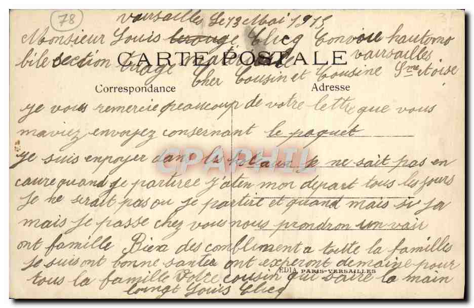 Parc de Versailles — Bassin de Neptune — éditeur Paris-Versailles, n° 480 — Verso