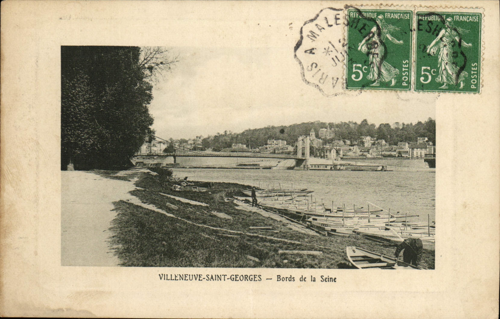 Antike Ansichtskarte Villeneuve Saint Georges Ufer der Seine
