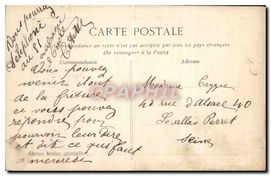 Antike Ansichtskarte Villeneuve Saint Georges Ufer der Seine — Rückseite