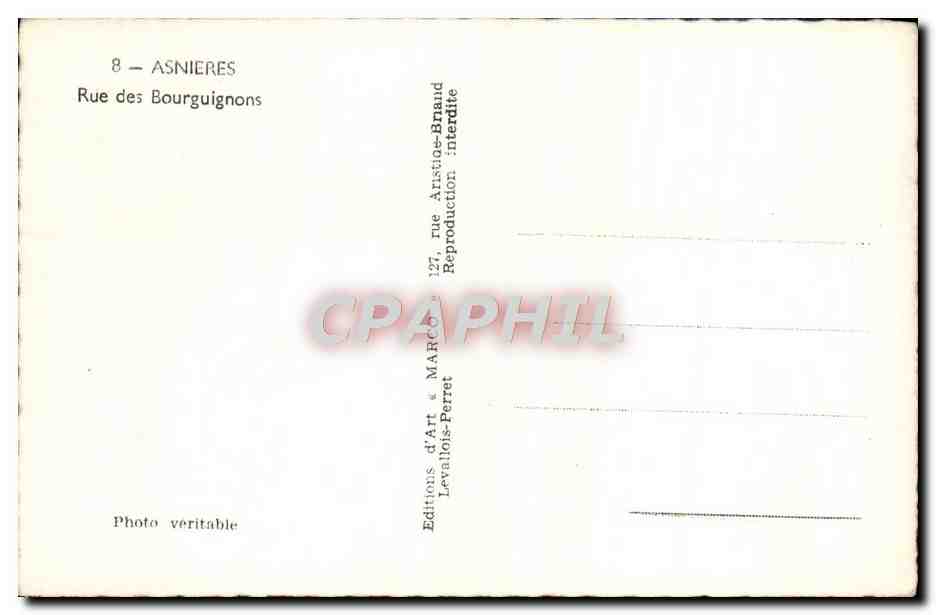 CPM Asnieres Rue des Bourguignons  — Rückseite