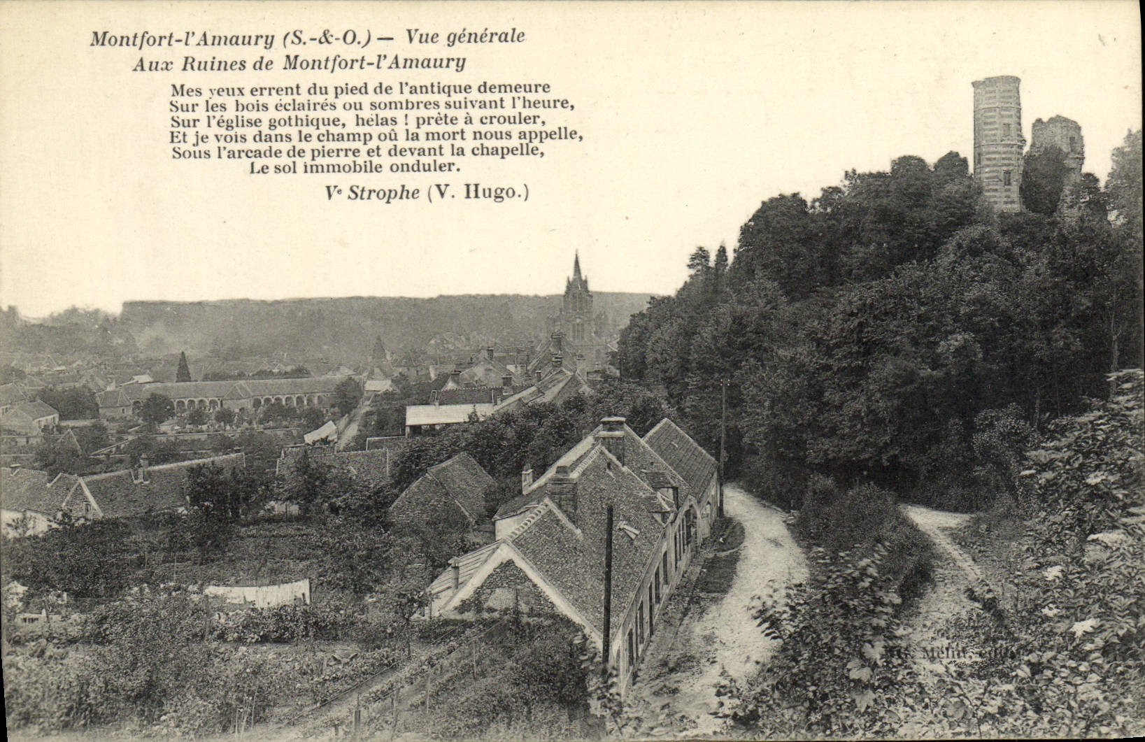 Montfort-l'Amaury (S.&-O.) — Vista generale — Resti di Montfort-l'Amaury — V. Strophe (V. Hugo.)