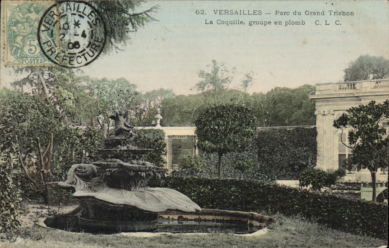 CPA Versailles Parc du Grand Trianon La coquille groupe en plomb