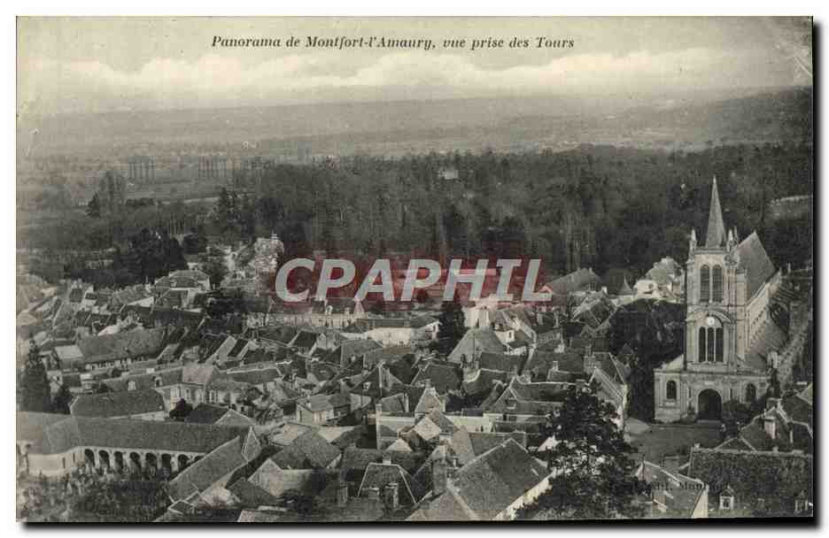 Panorama de Montfort-l'Amaury, vista tomada desde las Torres — editor: M. Maugé, n° 7