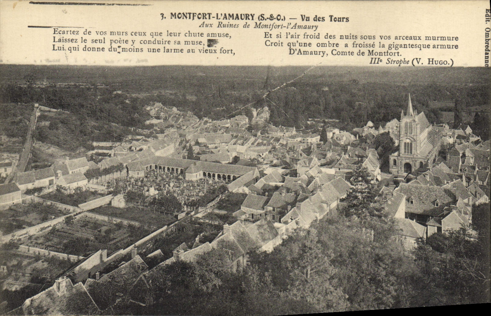 Montfort-l'Amaury (S.&O.) — Vue des Tours — Aux Ruines de Montfort-l'Amaury — Édit. Ombredanne