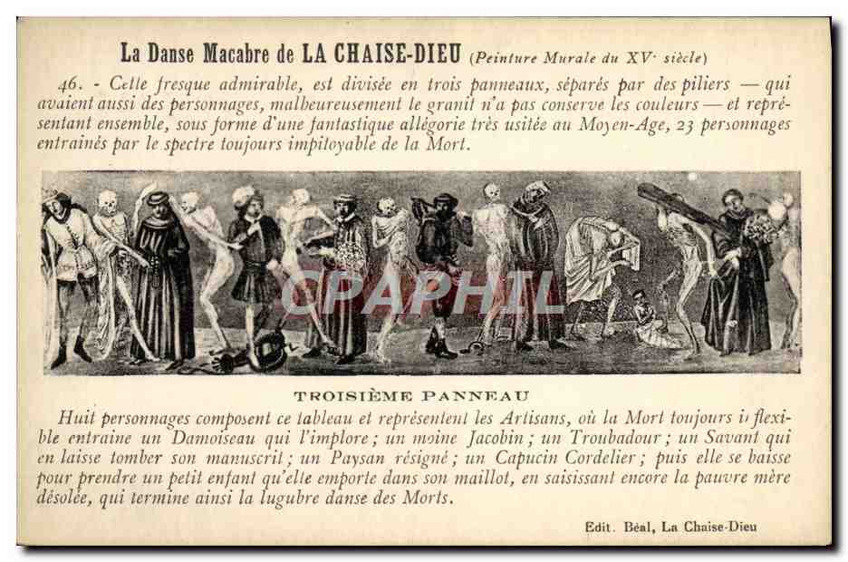 CPA La Danse Macabre de la Chaise Dieu Troisieme panneau