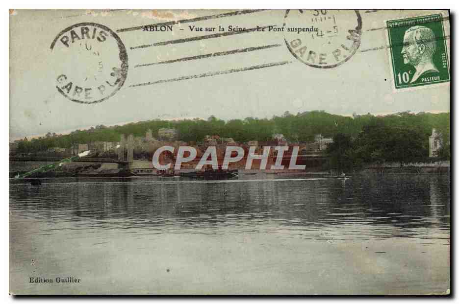 CPA Ablon Vue sur la Seine Le Pont Suspendu 