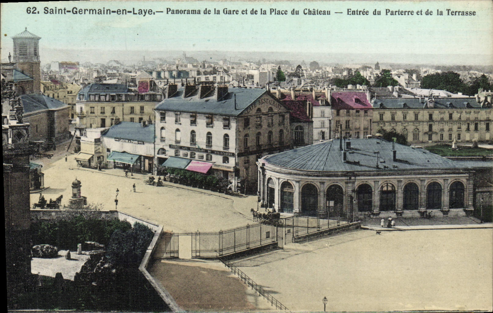 Saint-Germain-en-Laye — Panorama de la Gare et de la Place du Château — Entrée du Parterre et de la Terrasse
