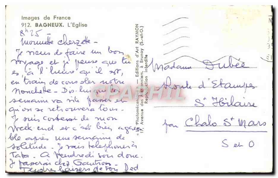 CPM Bagneux L'Eglise Boulangerie Patisserie — Rückseite