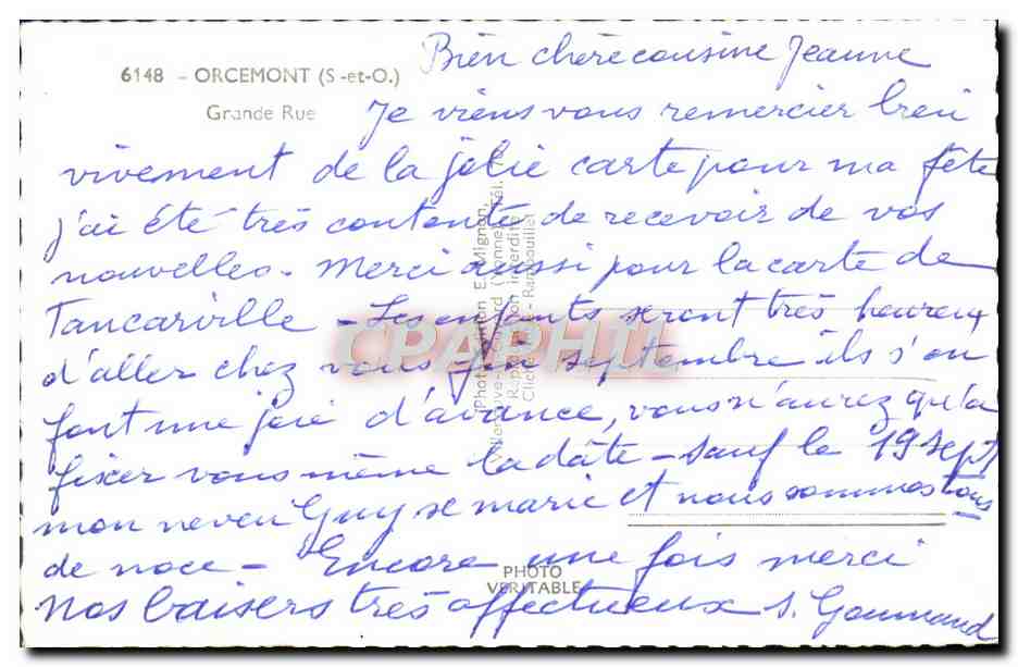 Hôtel-Restaurant du Soleil Levant — Orcemont (S.-et-O.) — Éditeur Mignon — Rückseite