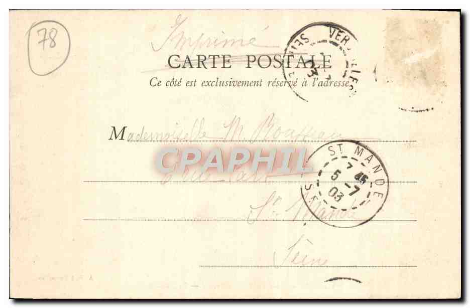CPA Versailles Parc du Petit Trianon Le Moulin — Verso