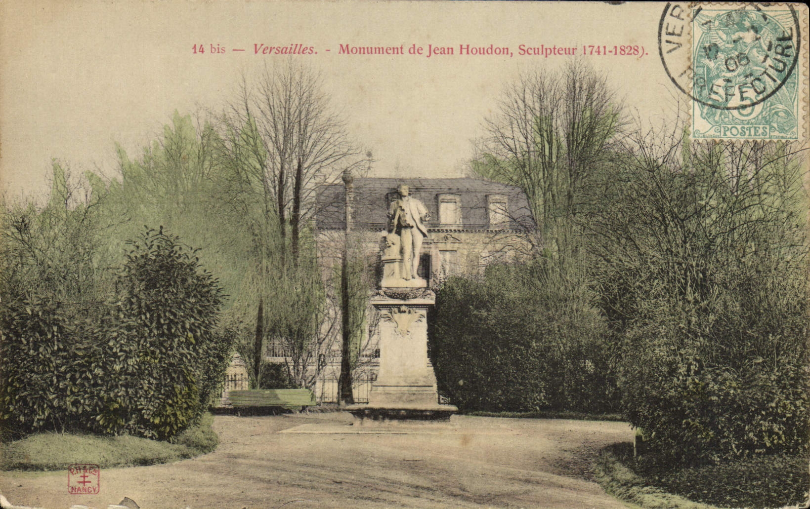 CPA Versailles Monument de Jean Houdon Sculpteur 