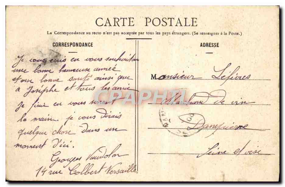 CPA Parc de Versailles Basin d'Apollon et Tapis Vert — Verso
