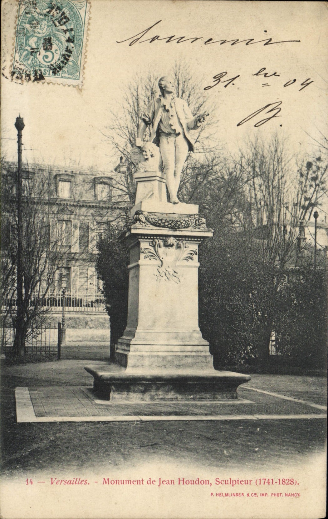 CPA Versailles Monument de Jean Houdon Sclupteur