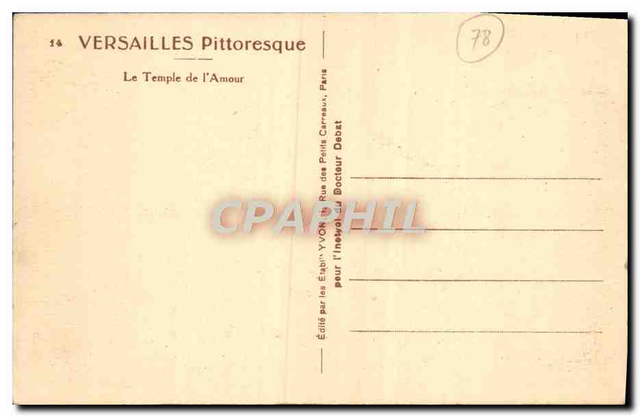 CPA Versailles Pittoresque Le Temple de l'Amour  — Verso