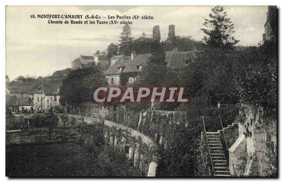 Montfort-l'Amaury — Les Poulies (XIe siècle) et Chemin de Ronde et les Tours (XVe siècle)
