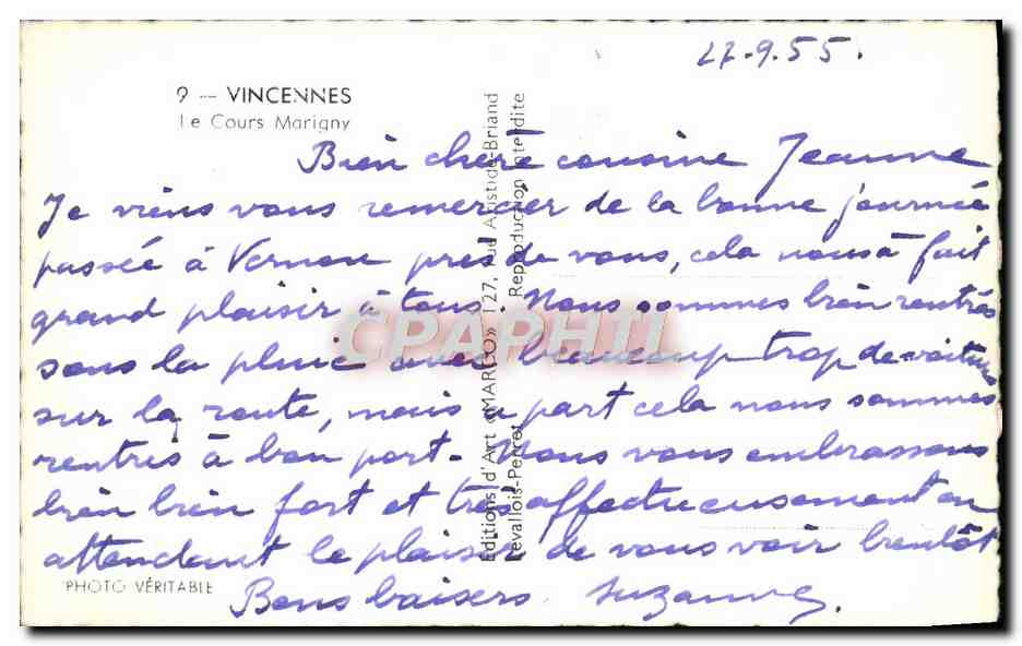 CPM Vincennes Le Cours Marigny — Verso
